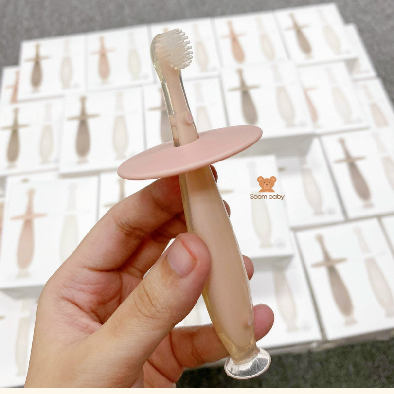 Bàn chải đánh răng đầu silicon siêu mềm có miếng hút cho bé Bonbon Dailylike Hàn Quốc an toàn cho bé từ 3-24 tháng tuổi