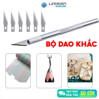 Bộ Dao Trổ Kim Loại Cắt Giấy Gỗ Dao khắc Thủ Công Mỹ Nghệ Thủ Công Tinh Xảo Siêu Bén kèm 5 lưỡi dao thay thế