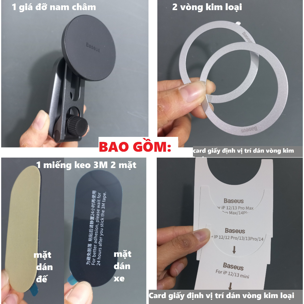 Giá đỡ điện thoại hít nam châm dạng gập dán màn hình trên ô tô Tesla Baseus T-Space BS-TS006