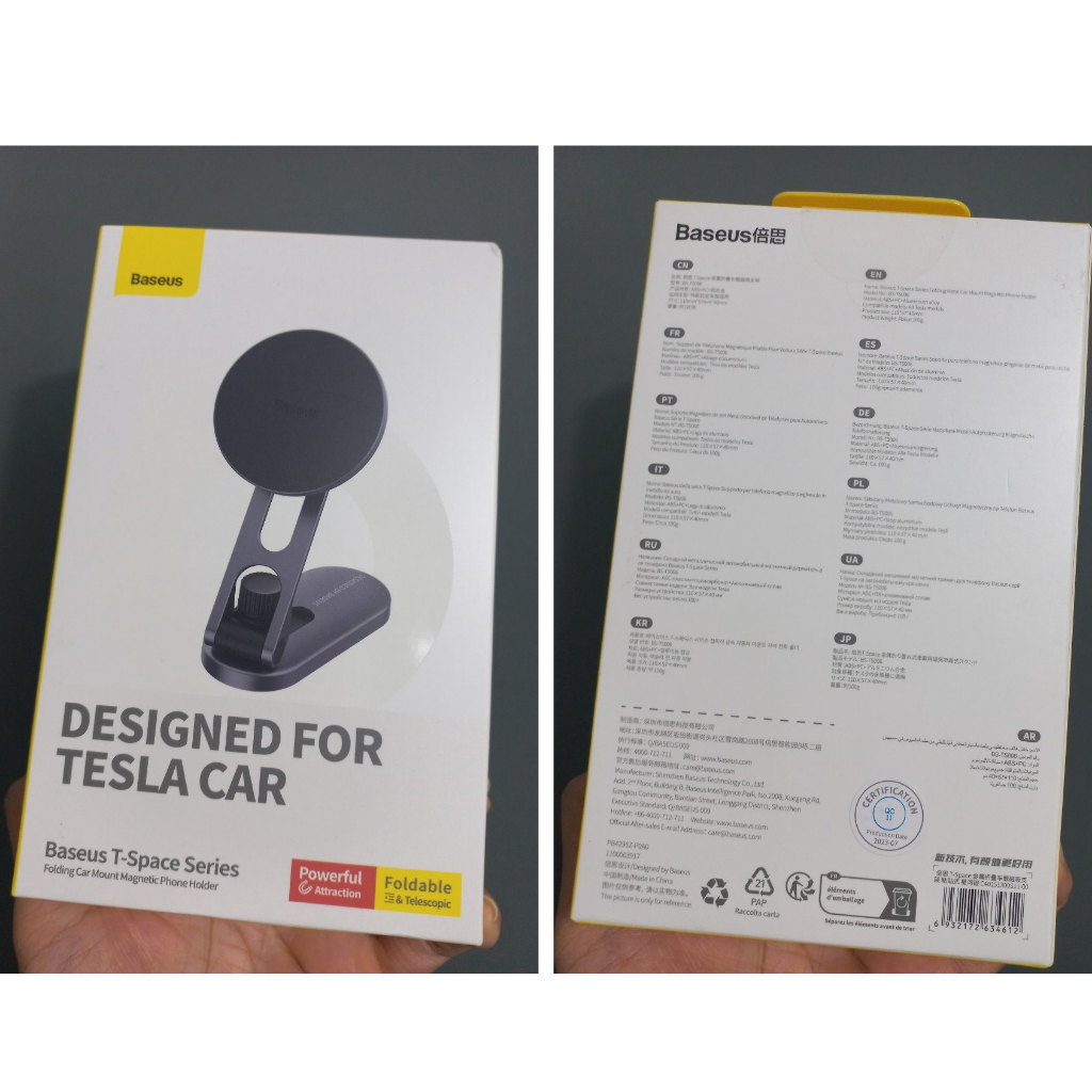 Giá đỡ điện thoại hít nam châm dạng gập dán màn hình trên ô tô Tesla Baseus T-Space BS-TS006