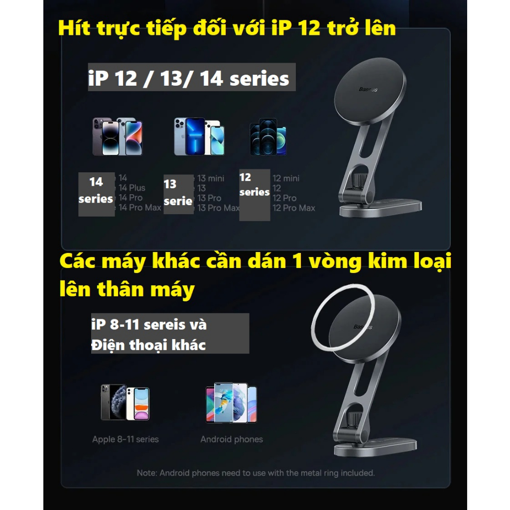 Giá đỡ điện thoại hít nam châm dạng gập dán màn hình trên ô tô Tesla Baseus T-Space BS-TS006