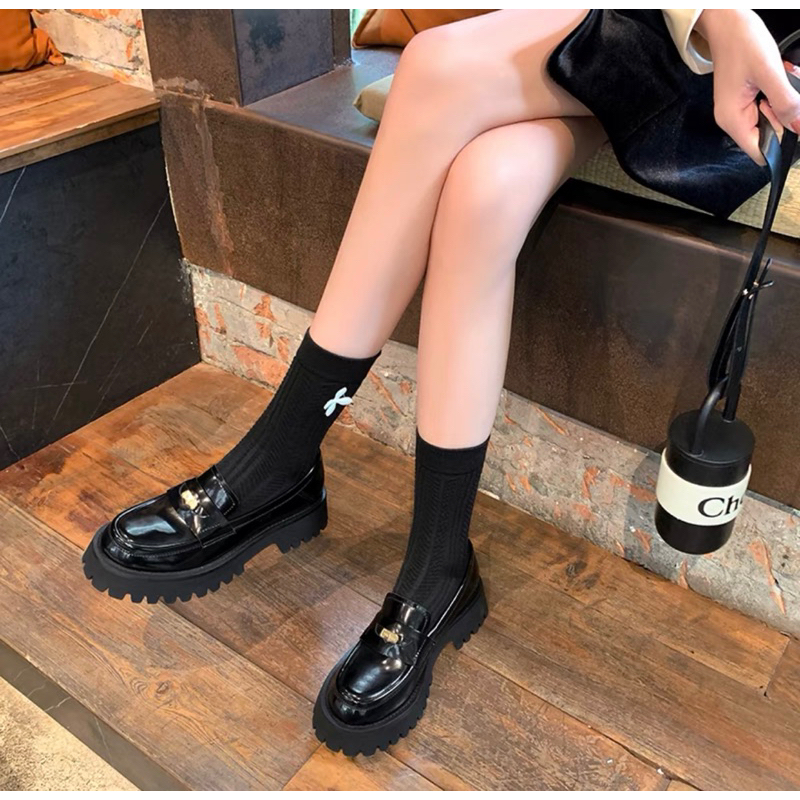 Giày Moca Bé Gái Da Bóng Đen GÊ