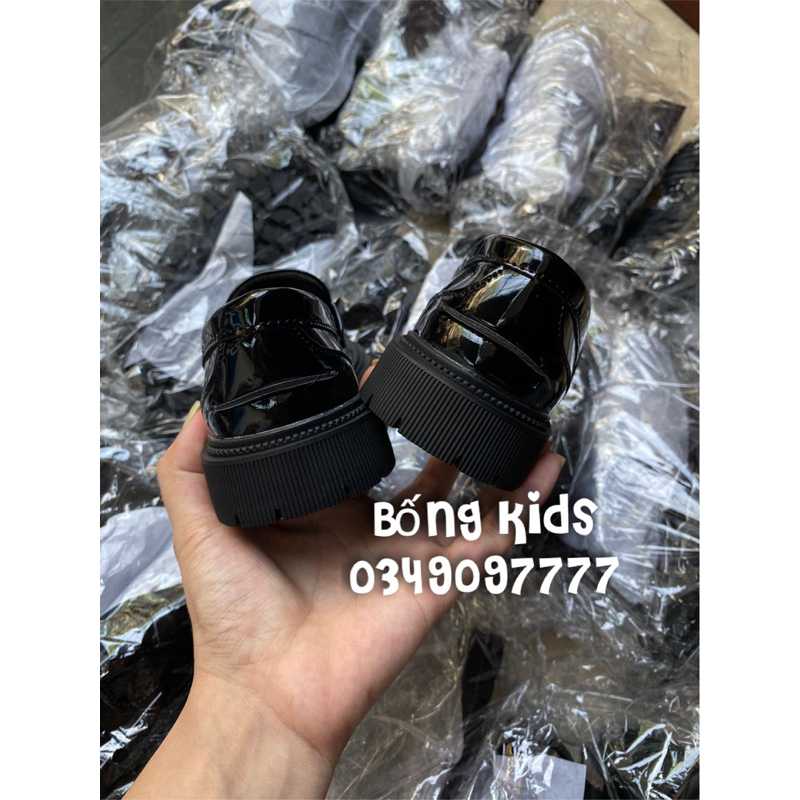 Giày Moca Bé Gái Da Bóng Đen GÊ