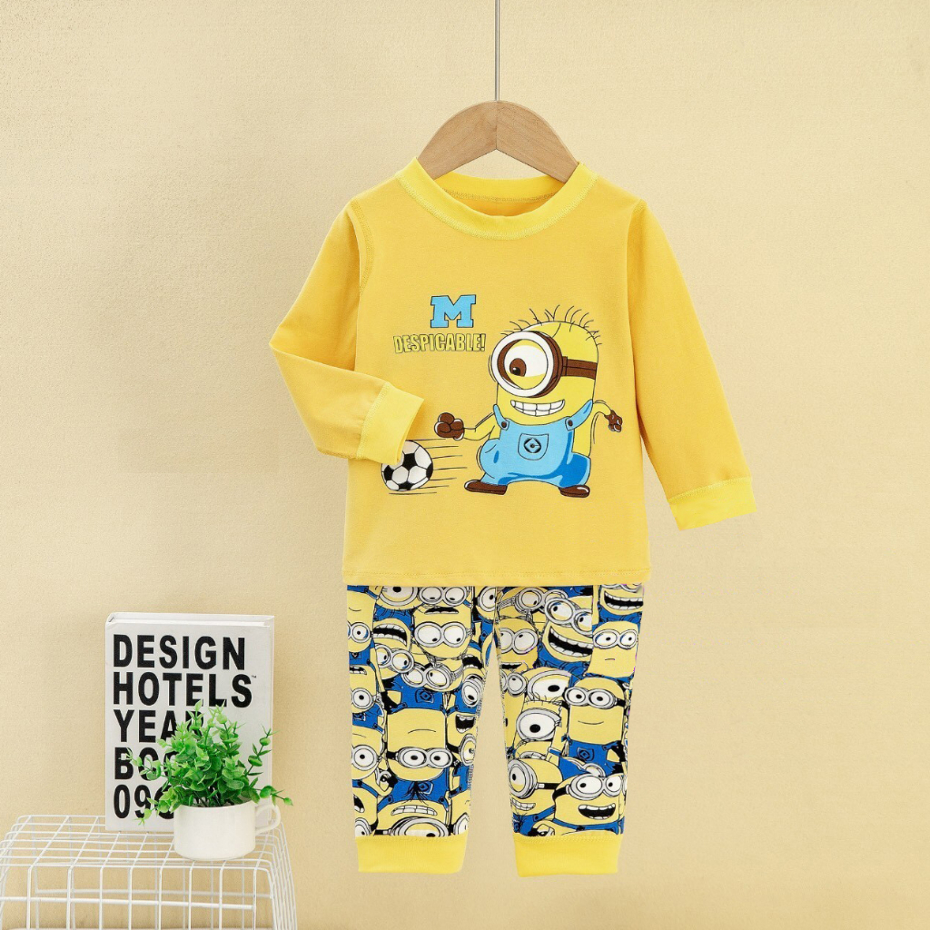 Đồ bộ dài tay bé trai Xuất Hàn 10-27kg bộ cotton Quảng Châu chất cotton họa tiết dễ thương quần áo trẻ em dài