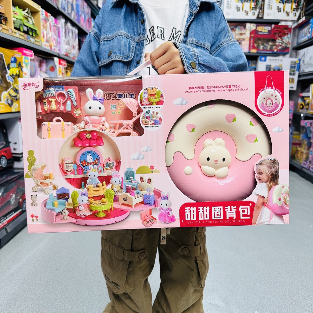 Đồ chơi Gia Đình Thỏ nhiều chi tiết, có quai đep cho bé Gái