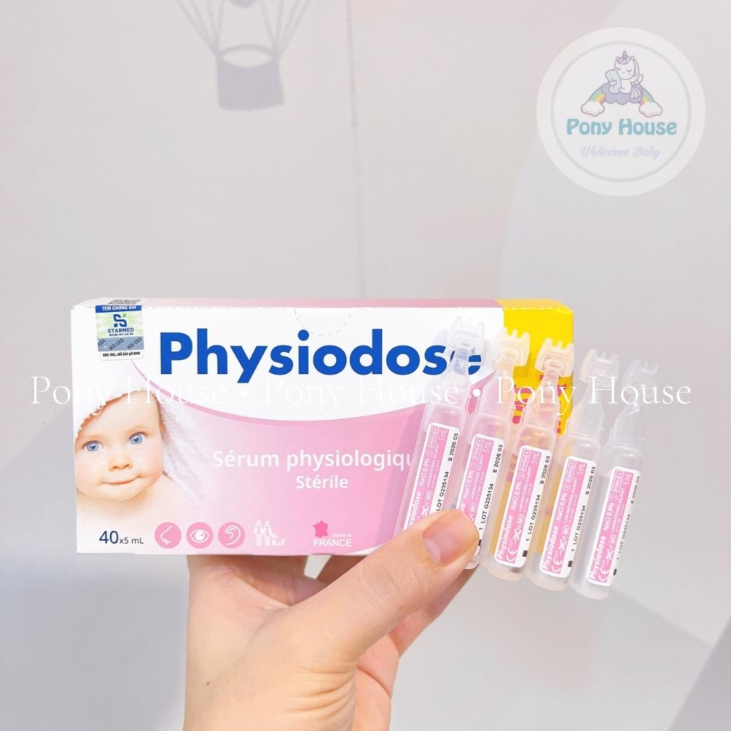 Nước Muối Sinh Lý Physiodose Pháp Vệ Sinh Mắt, Mũi, Miệng Hằng Ngày Cho Bé (Hộp 40 Tép)