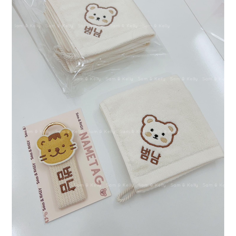 Khăn Mặt Organic Hình Gấu Hình Thỏ Thêu Tên Style Hàn