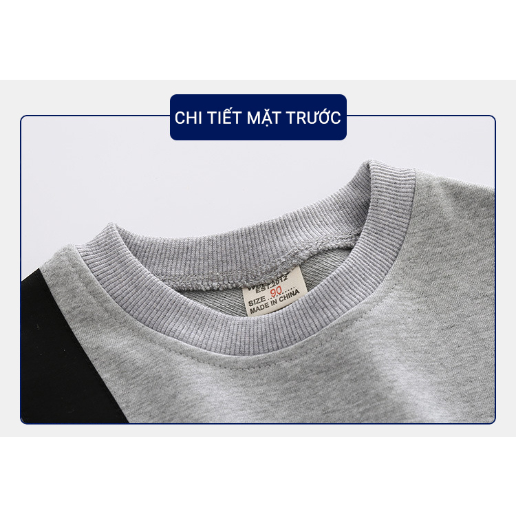 Áo nỉ cho bé WELLKIDS áo nỉ dài tay chất da cá họa tiết túi ngực hàng xuất Âu Mỹ