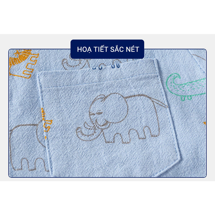 Áo sơ mi cho bé WELLKIDS áo sơ mi dài tay họa tiết hình thú đáng yêu thu đông 2023