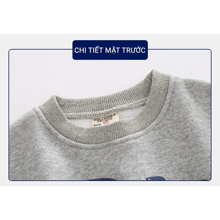 Áo nỉ dài tay cho bé WELLKIDS họa tiết đáng yêu thu đông 2023