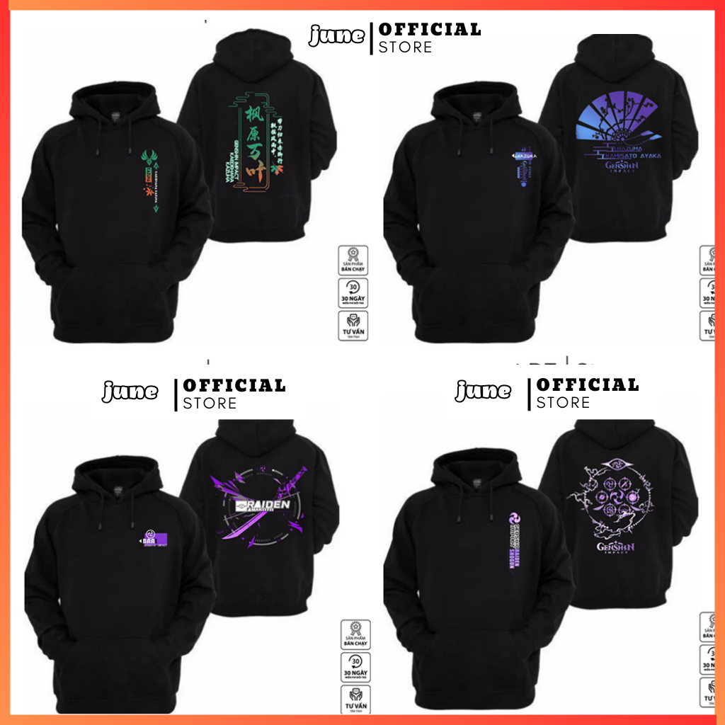 Áo Hoodie Game Genshin Impact, Áo Hoodie họa tiết in sắc nét, Chất nỉ bông mẫu mới cực đẹp