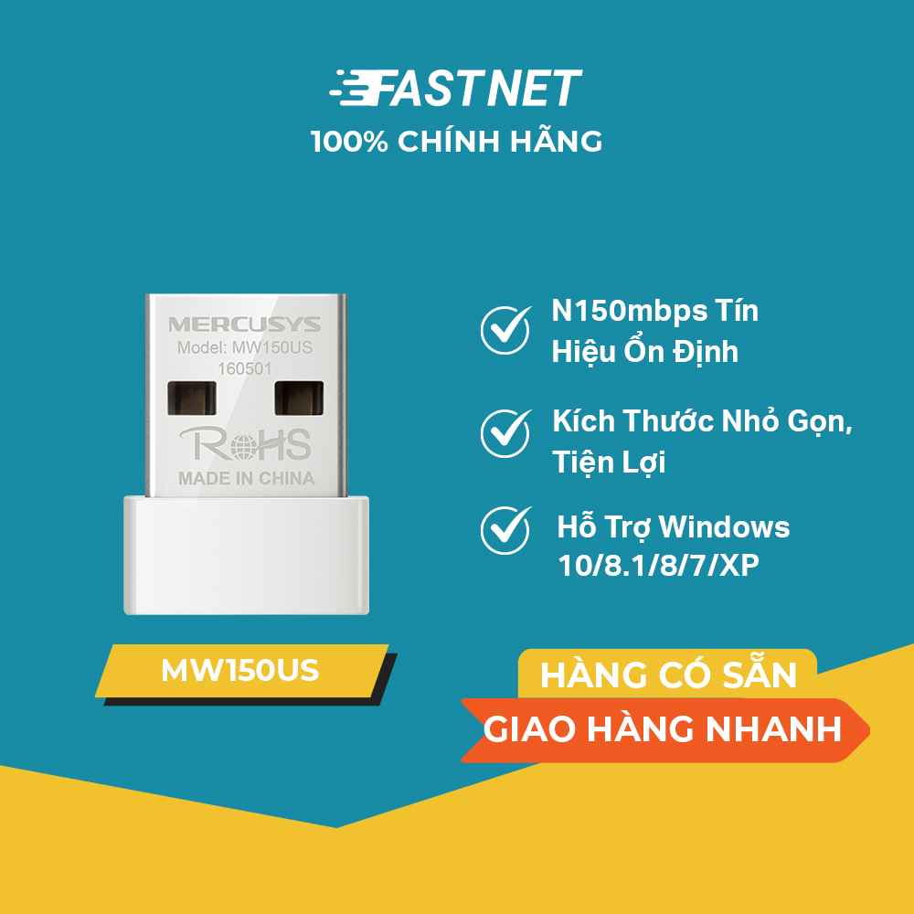 Bộ Chuyển Đổi USB Wifi Nano Mercusys MW150US Chuẩn N 150Mbps