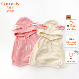 Áo cho bé -Áo dài hoodie BE tai thỏ và Áo dài hoodie HỒNG tai thỏ  cho bé của COCANDY mã A284