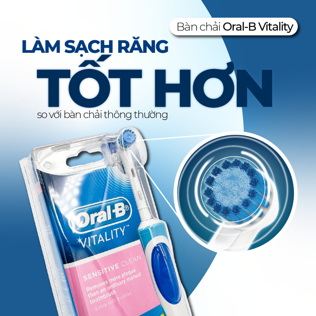 Bàn chải đánh răng điện Oral B Vitality làm sạch sâu, loại bỏ mảng bám cho người lớn và trẻ em trên 10 tuổi, Úc