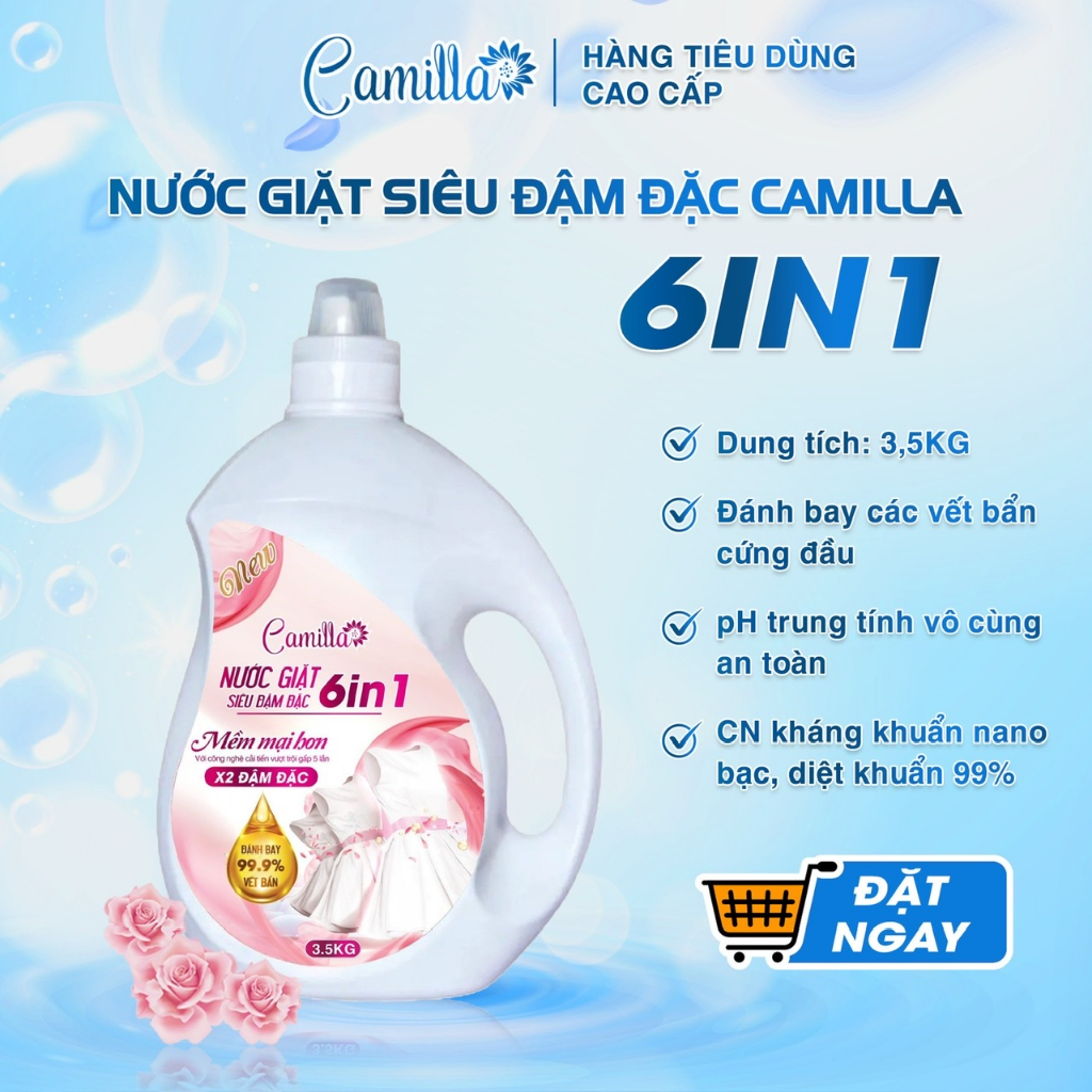 Nước Giặt Xả Vải Kháng Khuẩn Camilla 1Kg - Hương Jennie, Siêu Đậm Đặc - 1Kg