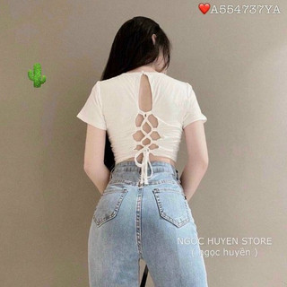 🍓 Áo thun croptop borip kiểu đan dây sau