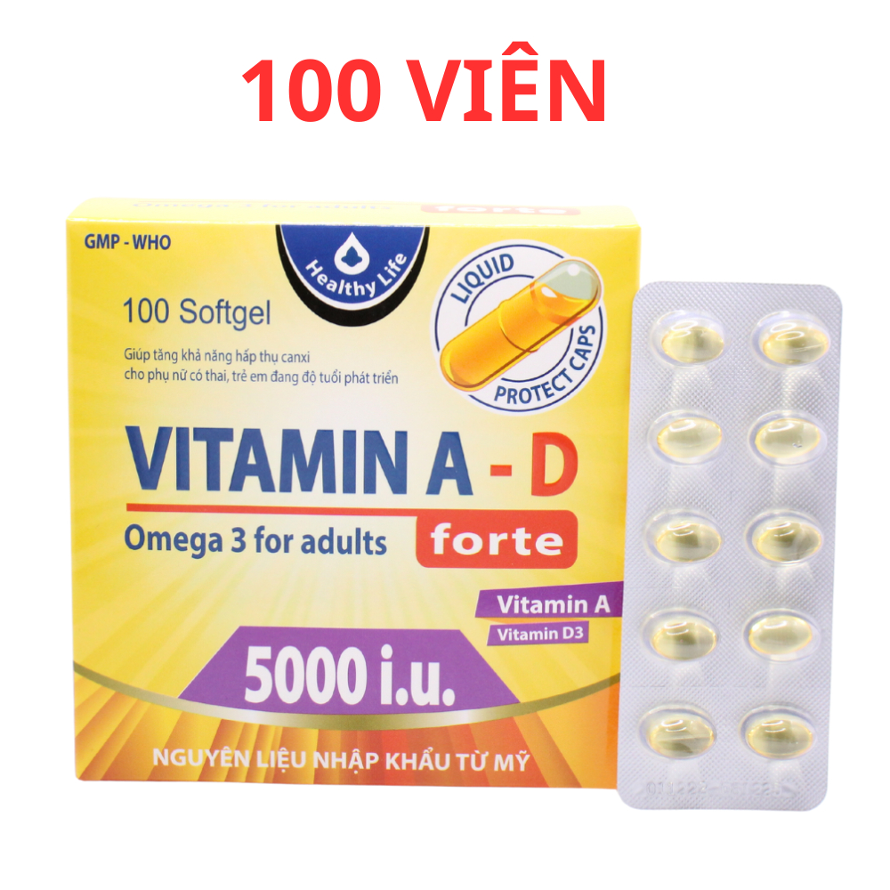 Viên uống vitamin A-D Tăng hấp thu canxi cho phụ nữ mang thai và trẻ trong độ tuổi phát triển, giúp sáng mắt - 100 Viên