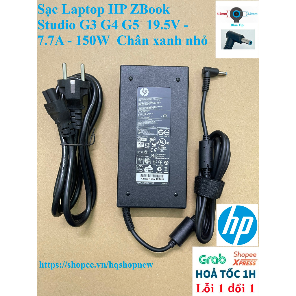 ⚡️ Sạc Laptop HP ZBook Studio G3 G4 G5 G6  19.5V - 7.7A - 150W  Chân xanh nhỏ