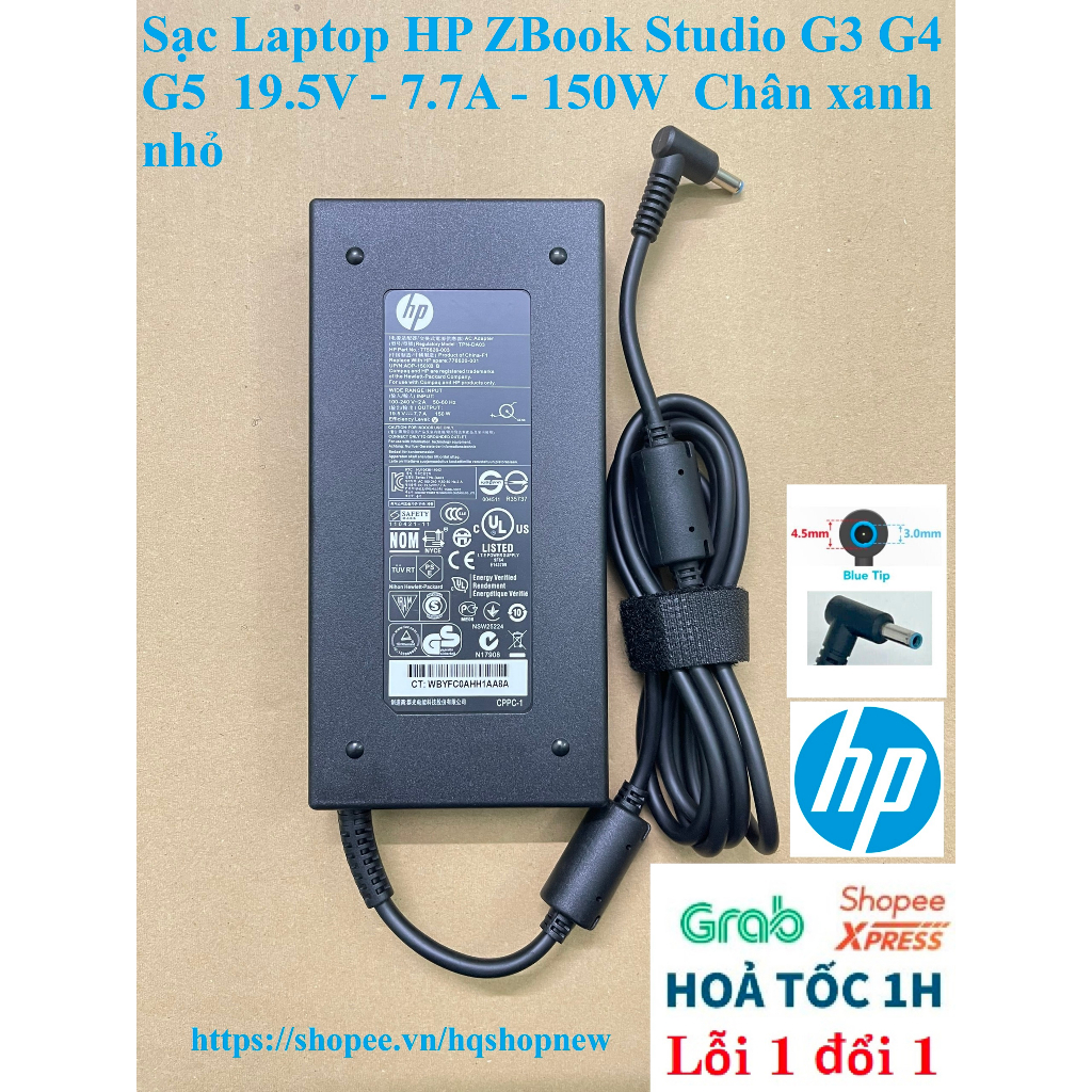 ⚡️ Sạc Laptop HP ZBook Studio G3 G4 G5 G6  19.5V - 7.7A - 150W  Chân xanh nhỏ