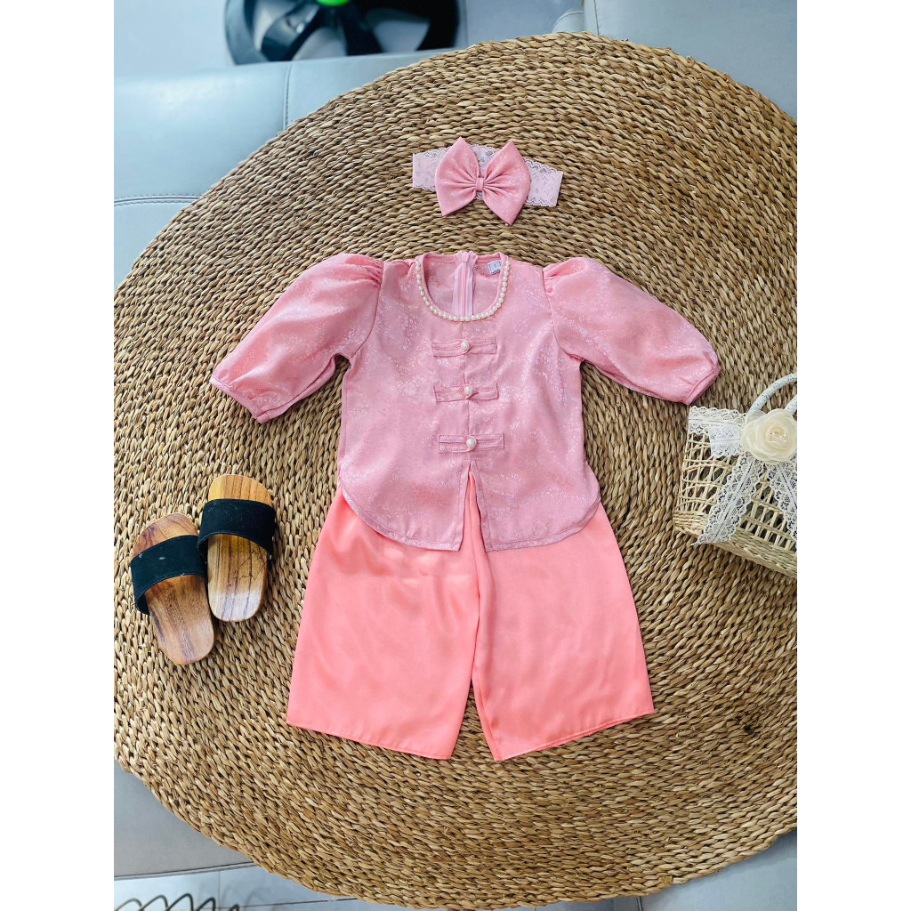 Bà ba dài tay cho bé gái 4-16 Kg kèm cài ,Chất mềm mịn mát