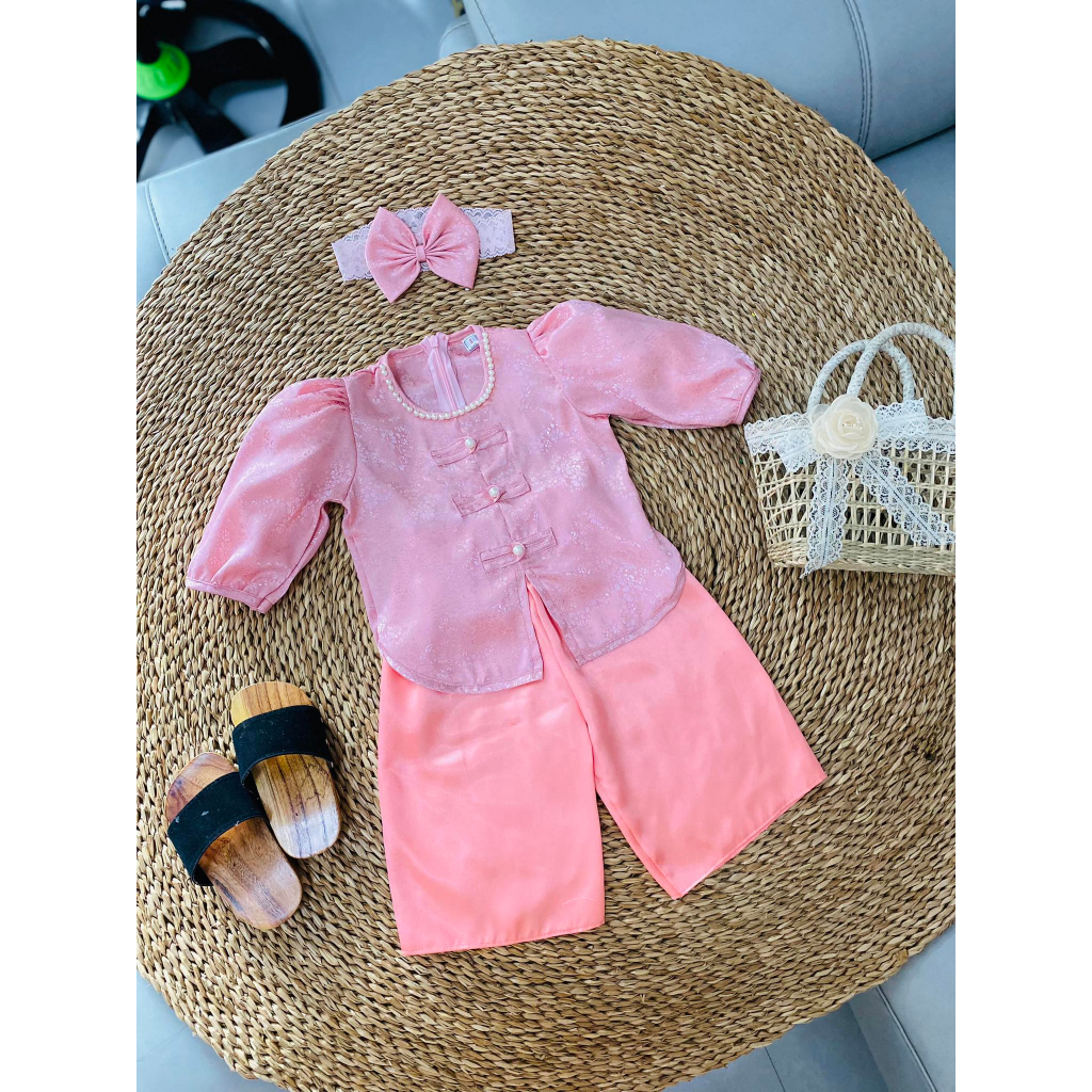 Bà ba dài tay cho bé gái 4-16 Kg kèm cài ,Chất mềm mịn mát