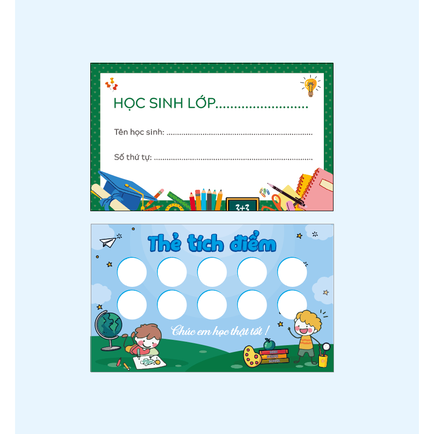 100 Thẻ đổi quà, thẻ tích điểm học sinh, size 90x54mm