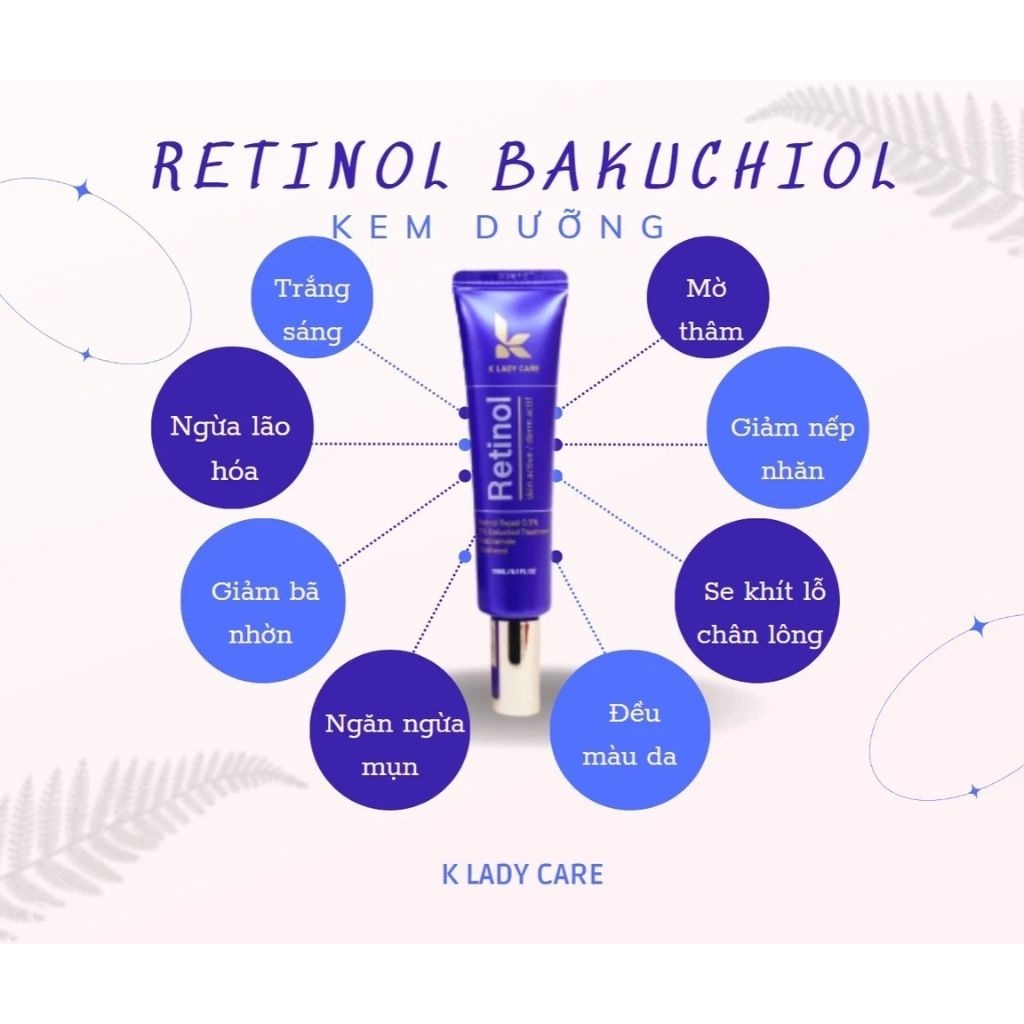 Retinol, Kem dưỡng retinol K Lady Care 30ml Hàn Quốc dưỡng trắng da mặt căng bóng, giảm nếp nhăn, thâm, nám | BigBuy360 - bigbuy360.vn