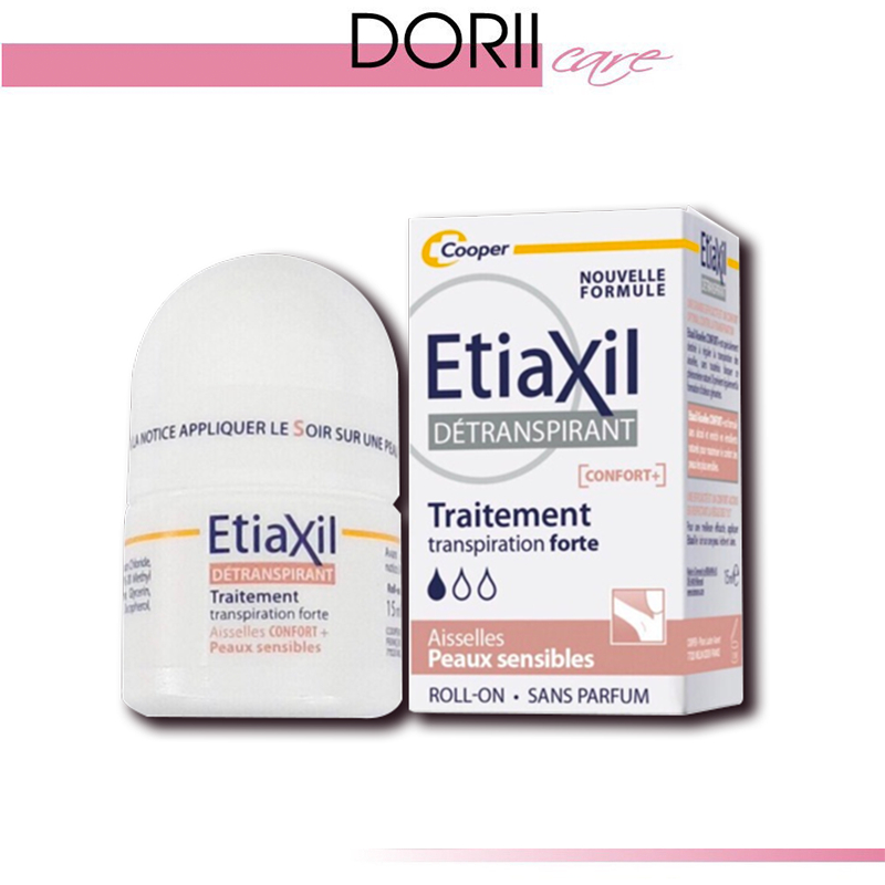 Lăn Khử Mùi EtiaXil Nhãn Nâu Cho Da Siêu Nhạy Cảm Detranspirant Traitement Roll-On Peaux Sensibles Confort 15ml