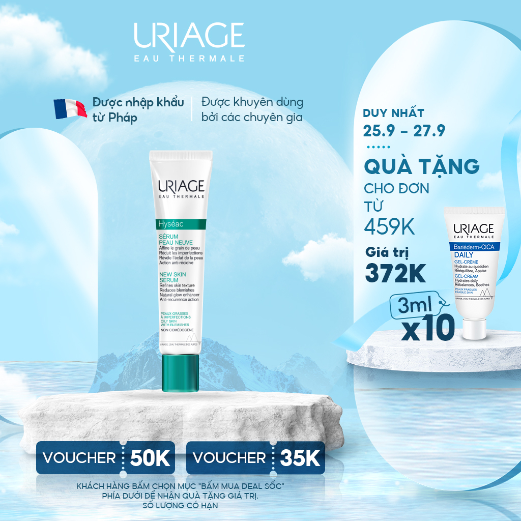 Serum giảm mụn và cải thiện da dầu, mụn Uriage Hyséac Serum Peau Neuve 40ml