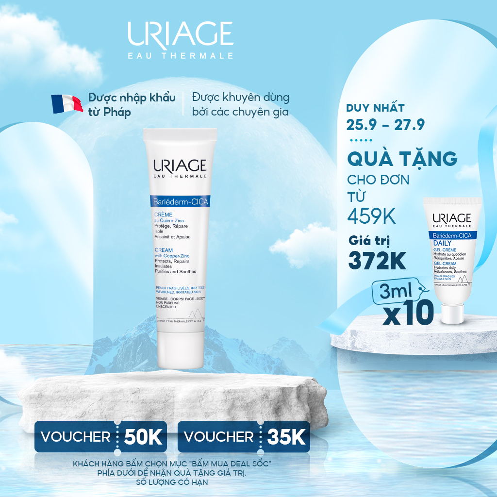 Kem làm dịu, làm lành và phục hồi da tổn thương URIAGE BARIÉDERM CICA-CRÈME 40ml