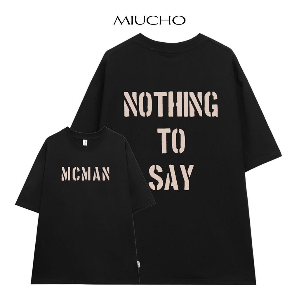 Áo thun form rộng nam ATD96 Unisex chất vải cotton Miucho in typography