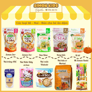 Mì Wakodo, Mì somen tách muối, Nui xoắn Wakodo, Nui Hello Kitty, Nui trứng Egg Pasta cho bé ăn dặm từ 5 tháng, 7 tháng
