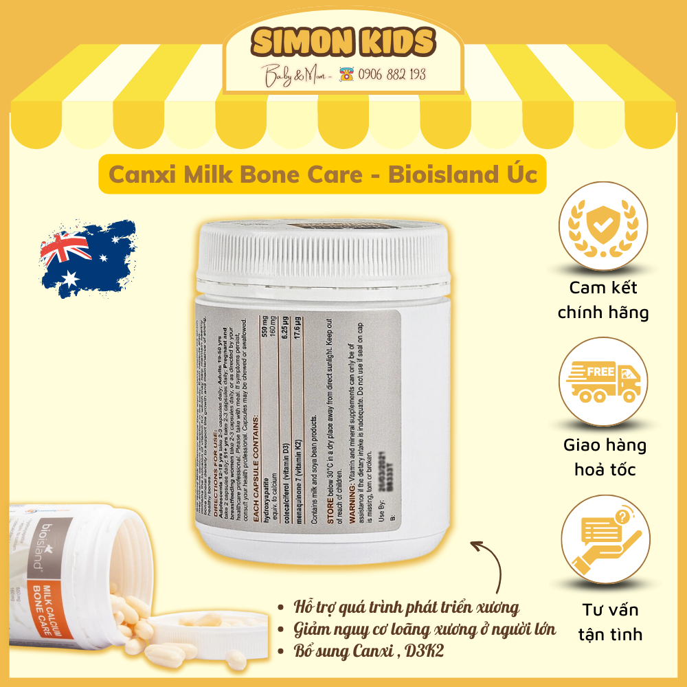 Canxi Bio Island Milk Calcium BonCare - 150 viên - Canxi Sữa Bon Care của Úc