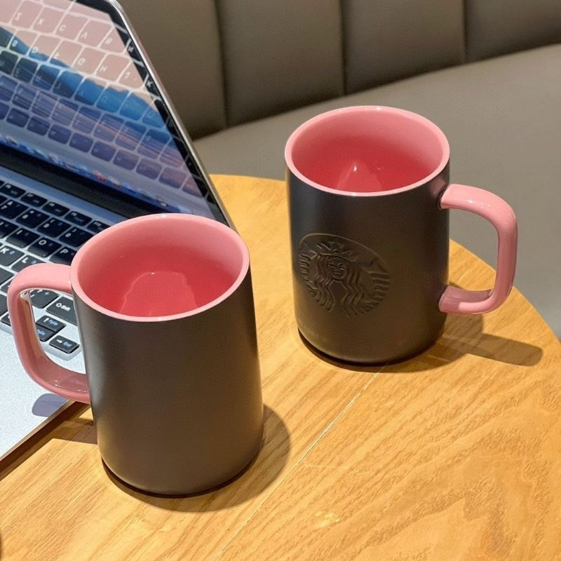 Côc ly gốm Black.Pink dung tích 437ml fullbox siêu đẹp hot 2023 XIAOMIMI