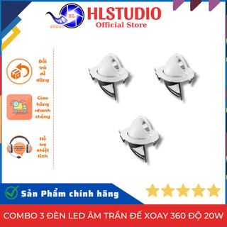 Combo 3 đèn led âm trần đế xoay 360 độ 20w chuyên soi tranh rọi tường chất lượng cao hl studio