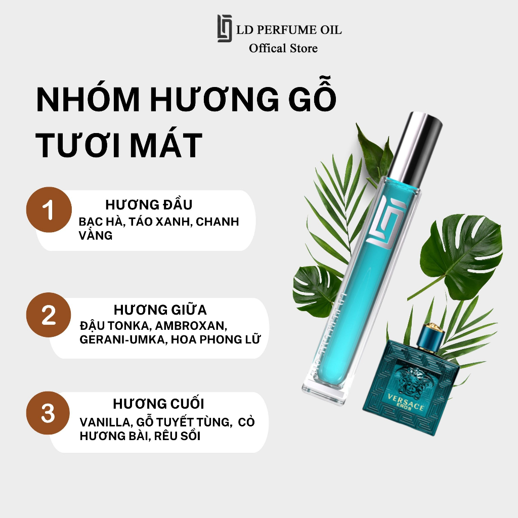 Nước Hoa Nam Tính LD11 Hương Versace Eros, Tinh Dầu Thơm Nam Chai Chiết 12ml