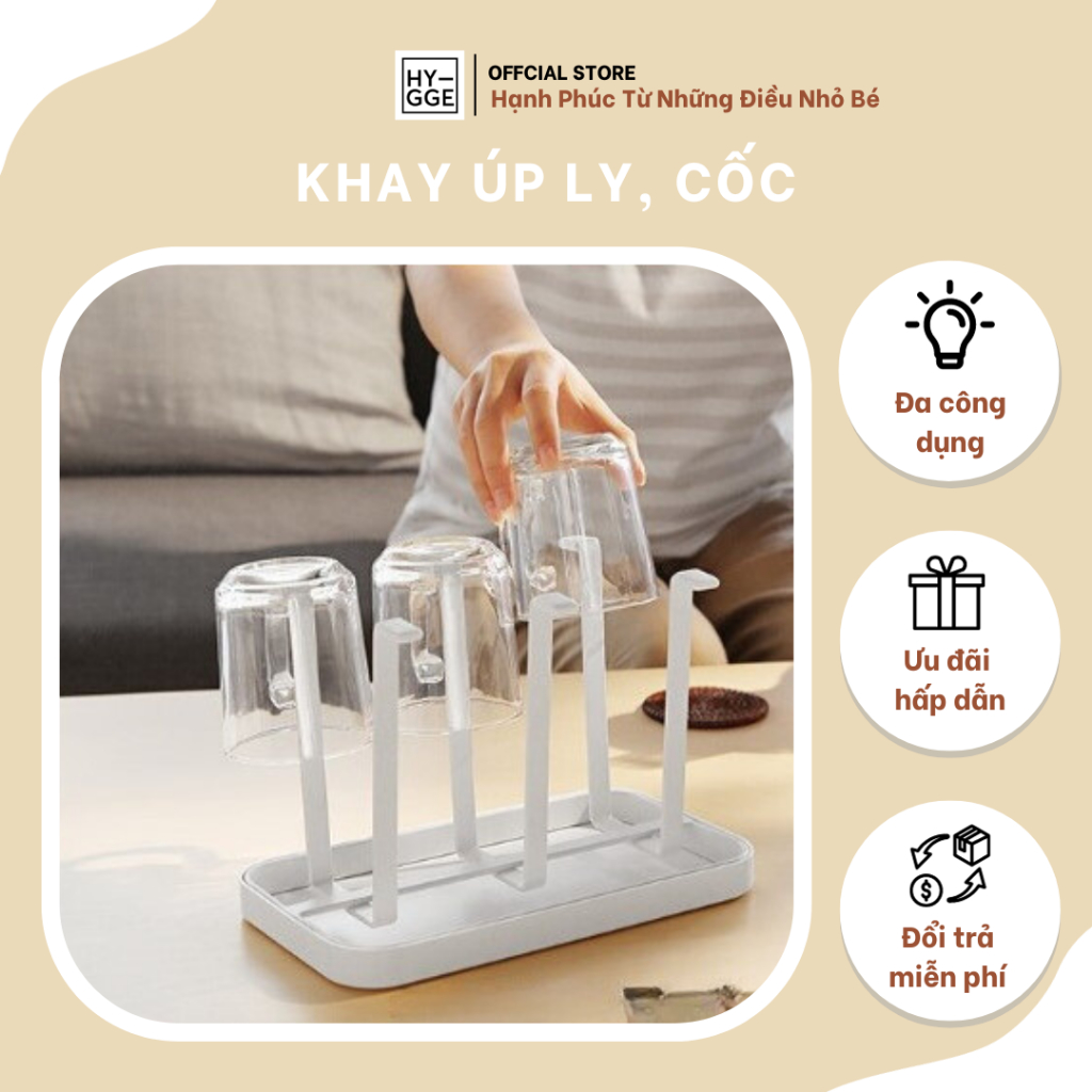 Khay Úp Ly, Cốc [Có Kèm Khay Hứng Nước]