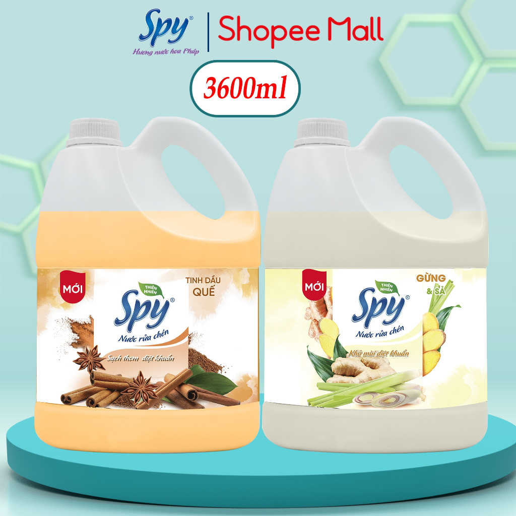 Nước rửa chén bát SPY Quế 3600ml thiên nhiên