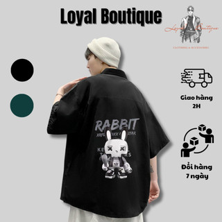 Áo sơ mi nam nữ LOYAL tay lỡ dáng rộng, áo sơ mi họa tiết chất liệu lụa chống nhăn, thoáng mát