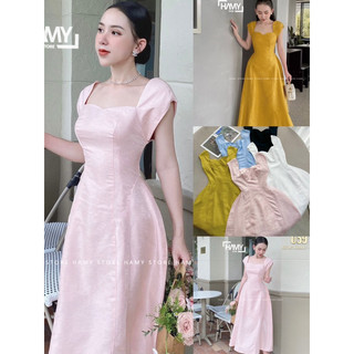 Đầm cổ tim xoè dài