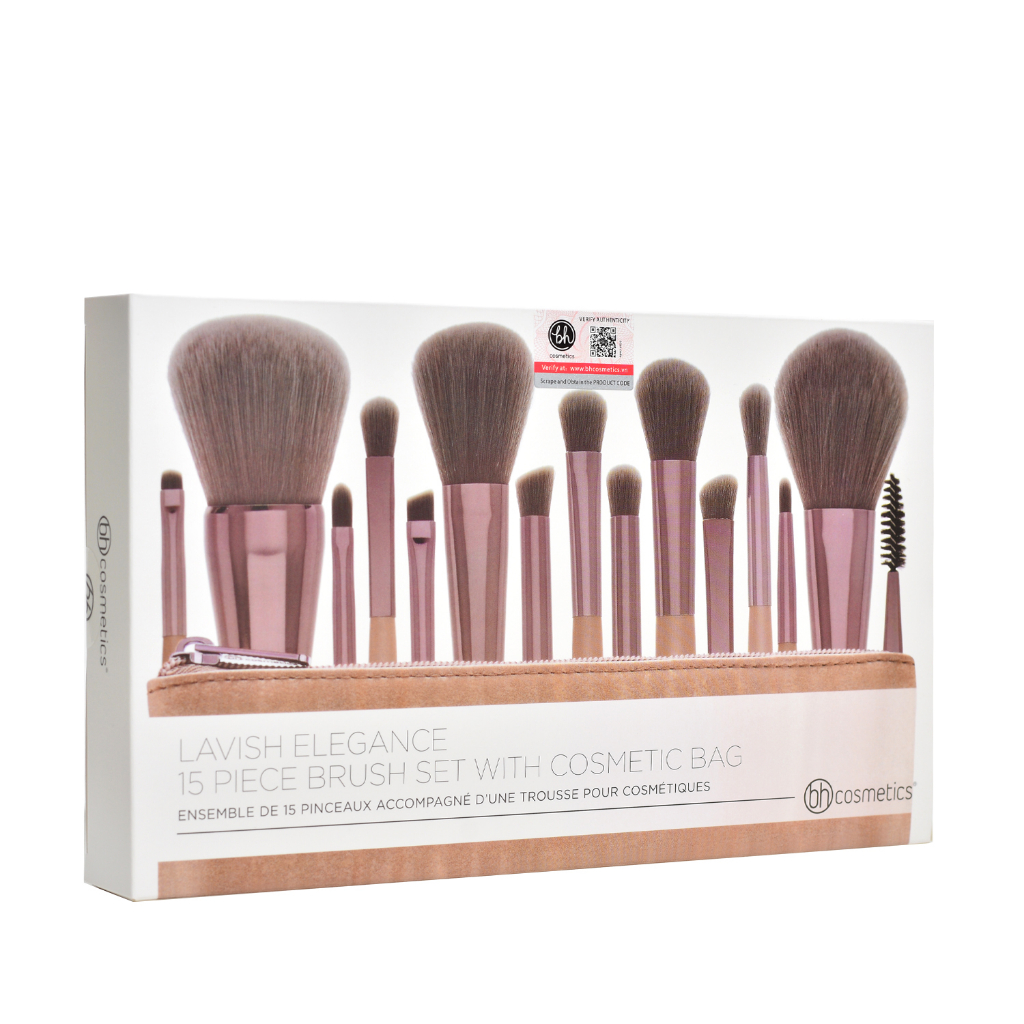 Bộ Cọ Trang Điểm Bh Cosmetics 15 Cây Lavish Elegance kèm ví