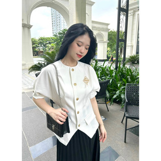 Áo Ara cúc đồng + chân váy dập ly