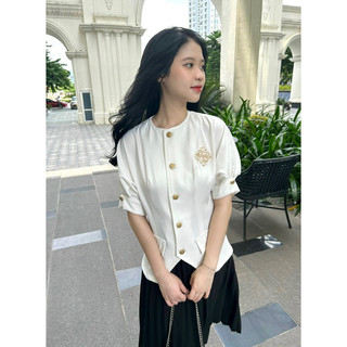 [6SIX closet] Áo Ara cúc đồng + chân váy dập ly (không kèm cài áo)