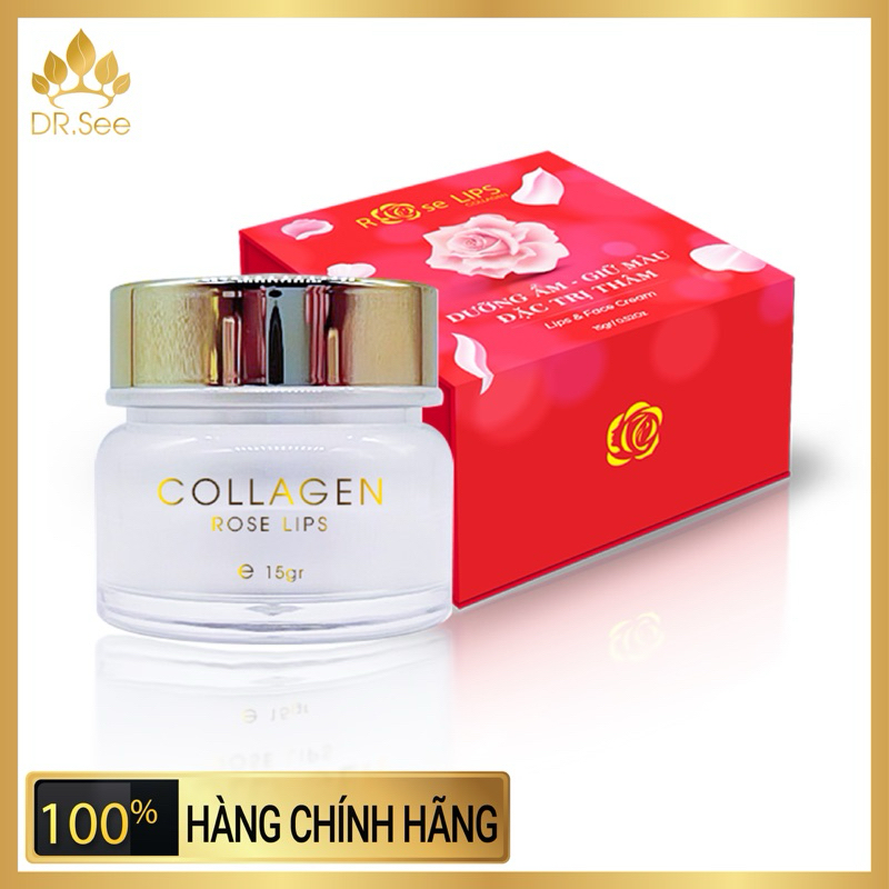 Dưỡng môi Collagen ROSE LIP dưỡng ẩm, kích màu bản mới 2023 15g