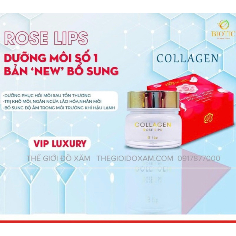 Dưỡng môi Collagen ROSE LIP dưỡng ẩm, kích màu bản mới 2023 15g