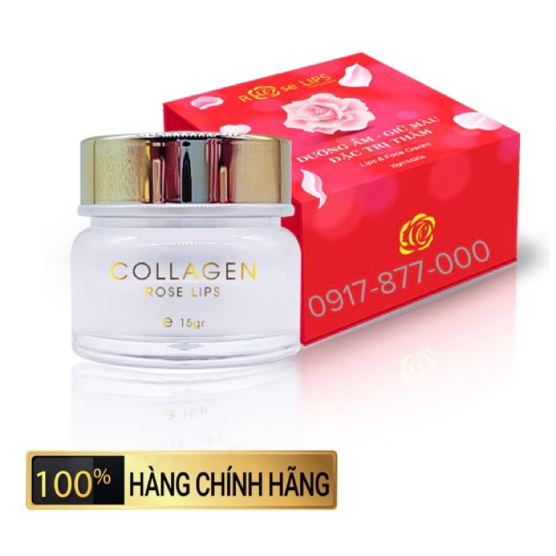 Dưỡng môi Collagen ROSE LIP dưỡng ẩm, kích màu bản mới 2023 15g