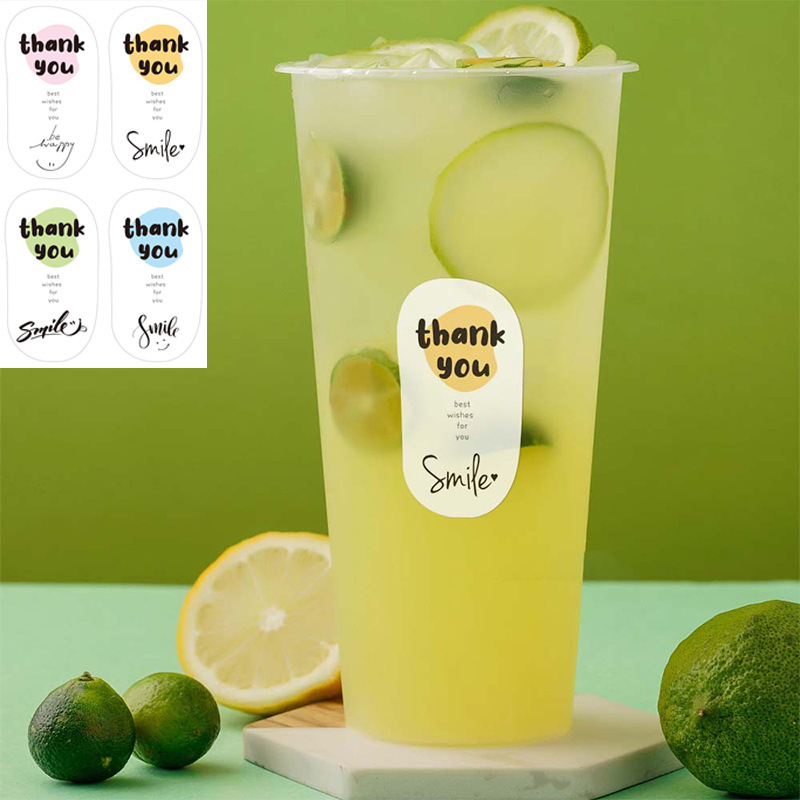 Bộ 50-100 tem decal dán hộp niêm phong mẫu vintage Vua Bao Bì, sticker cám ơn Thank you trang trí túi bao bì nhiều mẫu