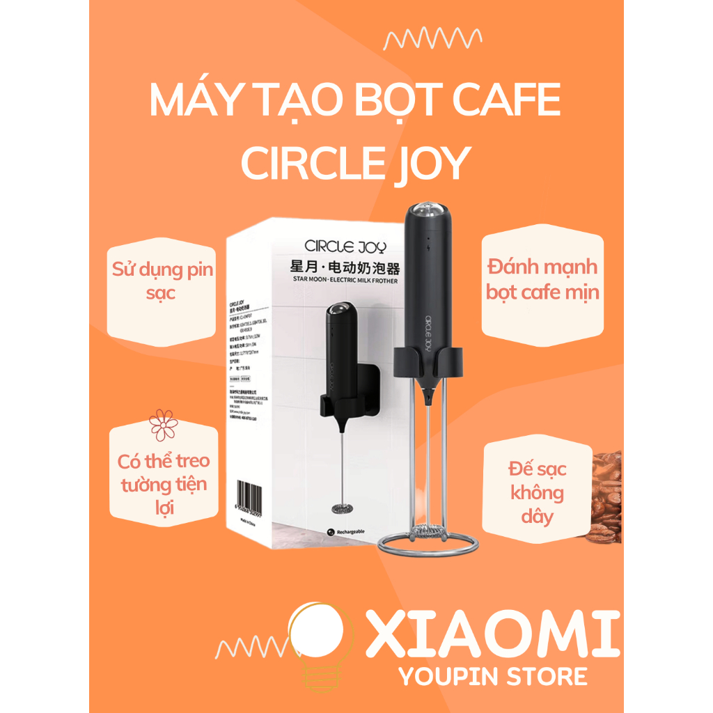 Máy Đánh Sữa Tạo Bọt Cà Phê Xiaomi Youpin Circle Joy sạc không dây cao cấp Máy Đánh Trứng Cappuccino / Latte / Sô Cô La