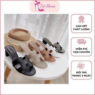 Dép lê h nữ, dép chữ h nữ, dép h nữ, dép lê nữ da sần, mềm êm, logo dập chìm, vân gỗ, ảnh chụp thật.