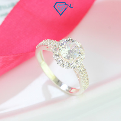 Nhẫn bạc nữ TNJ mặt bông hoa đính đá sang trọng thời trang, khắc tên NN0396 - Trang Sức TNJ